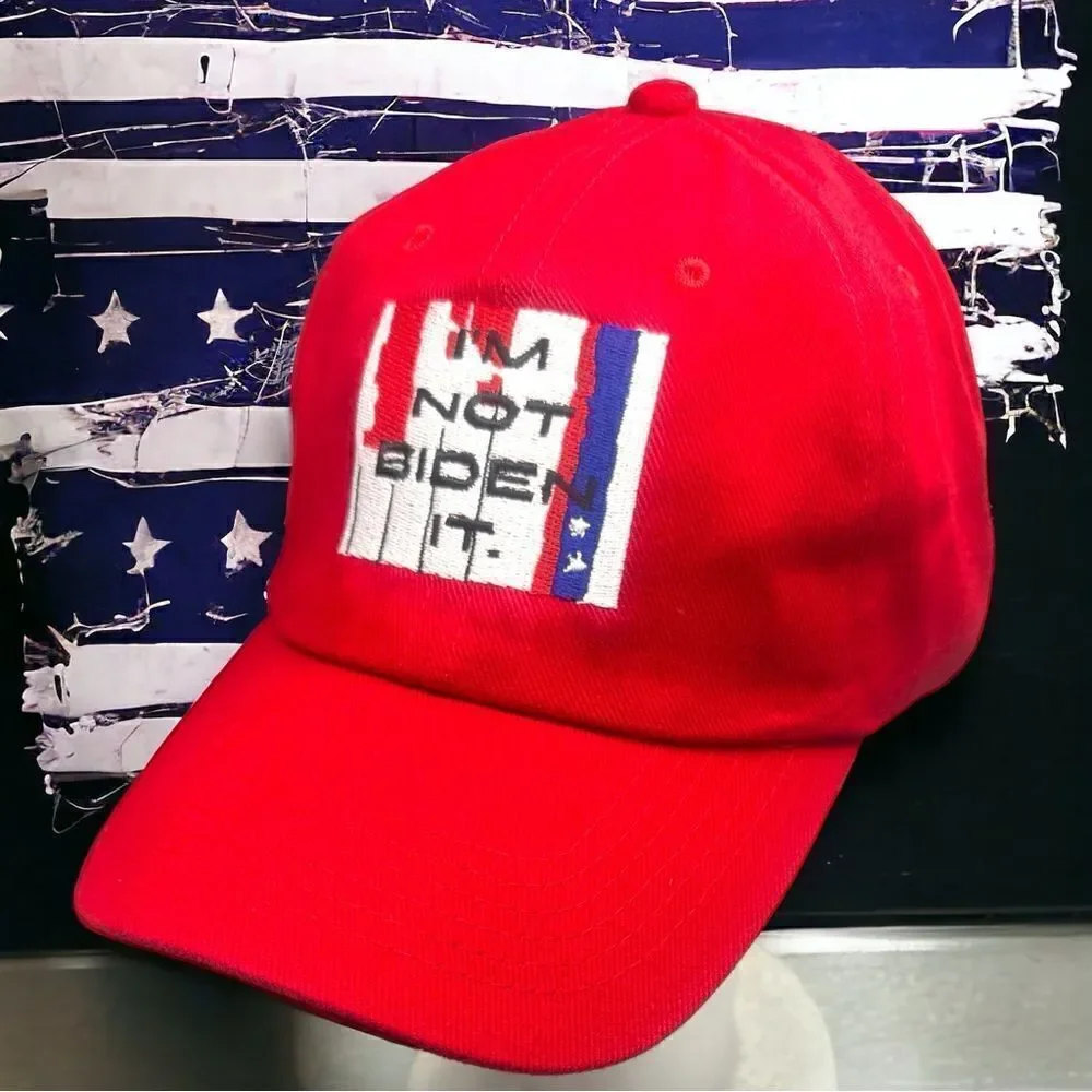 I’M NOT BIDEN IT. l USA Statement Hat, Cap l Soft Cotton l Slide Closure l New